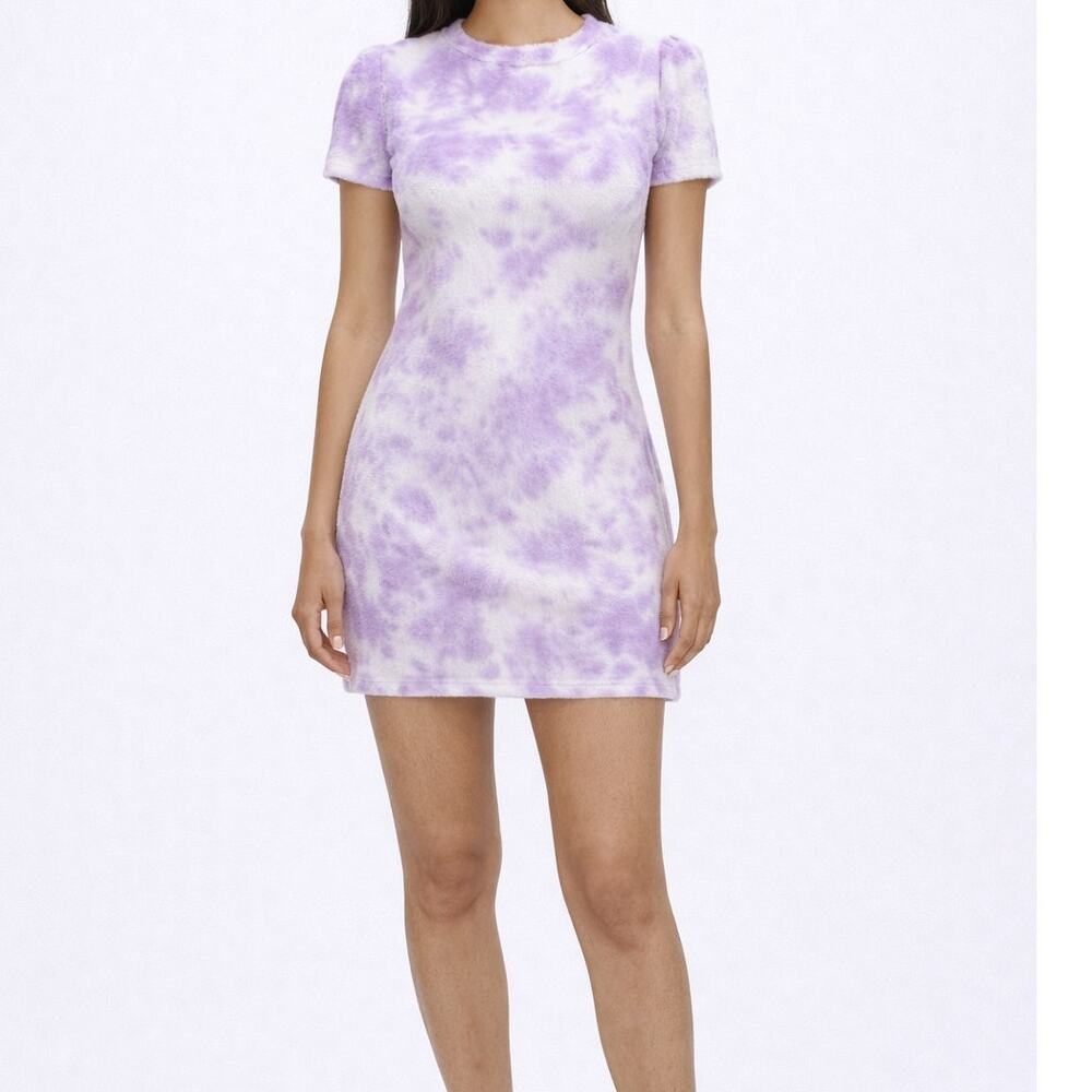 Generation Love Mini Dress Womens Small Purple Tie Dye Short Sleeve Terrycloth